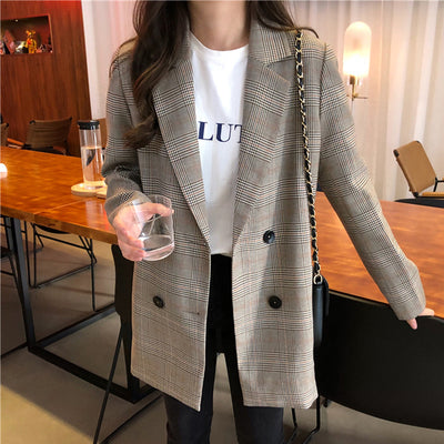 Plaid ladies blazer