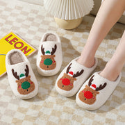 Winter Warm Home Christmas Elk Cotton Slippers